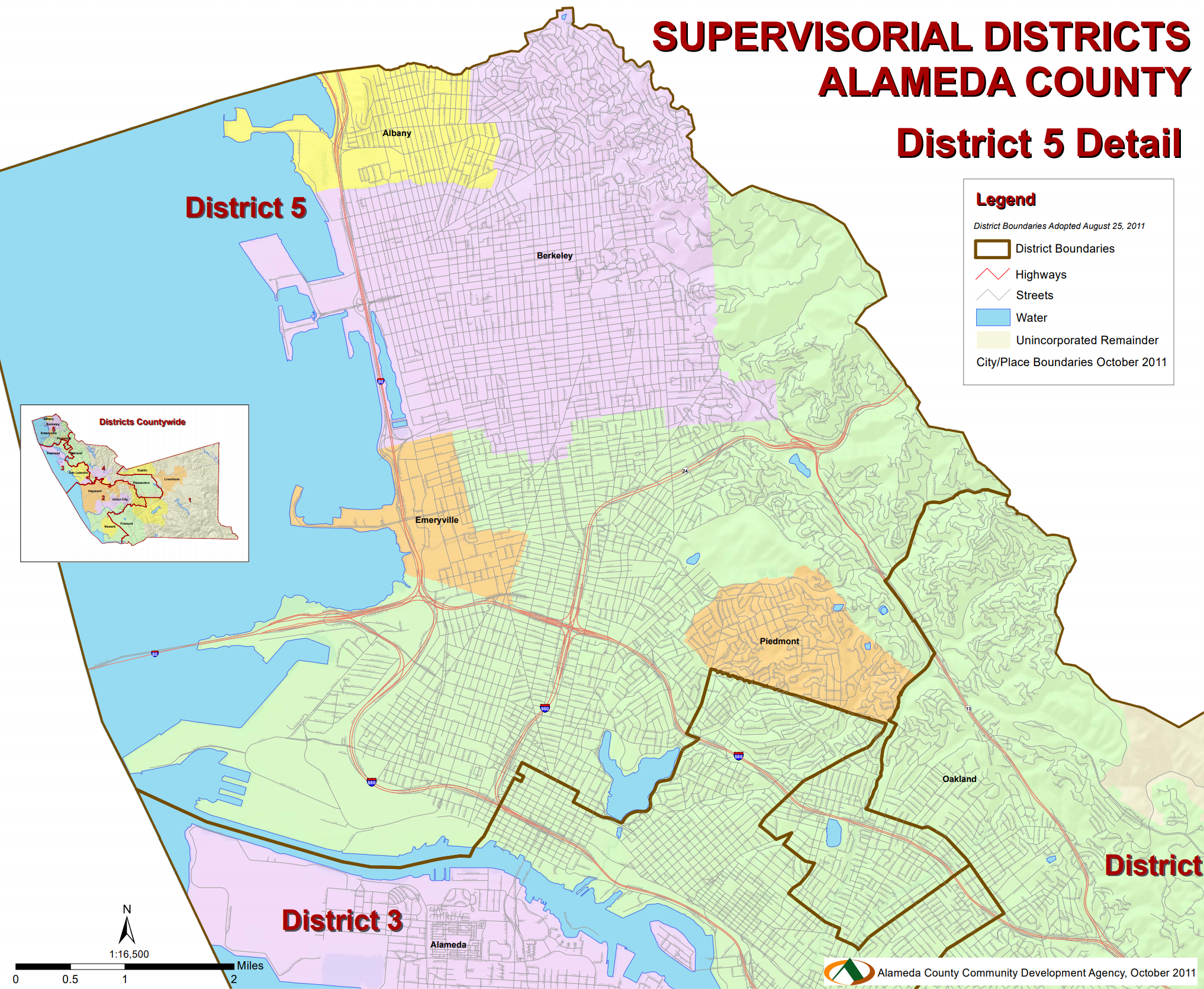 District 5 Map a map showing the boundaries of Alameda County's District 5
